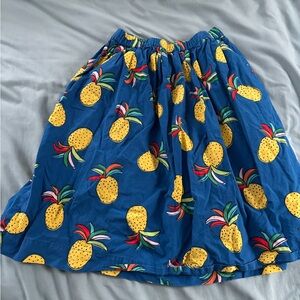 Hanna Andersson Blue Skirt with Pineapple Print and Pockets 100% cotton size 8